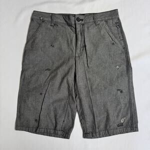VANS Chino Flat Front Shorts Boys Size 14 Dark Gray with Paisley Print